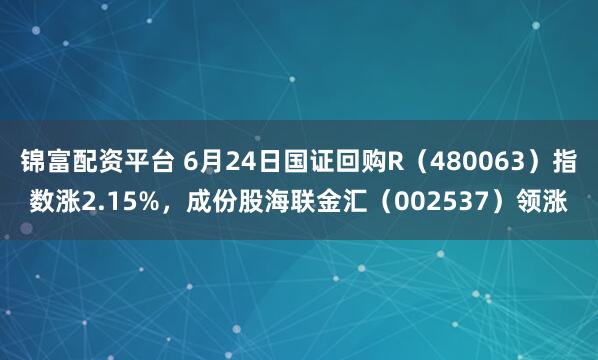 锦富配资平台 6月24日国证回购R（480063）指数涨2.15%，成份股海联金汇（002537）领涨