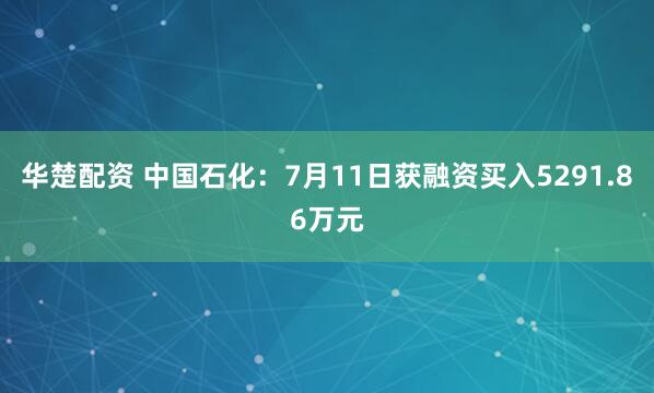 华楚配资 中国石化：7月11日获融资买入5291.86万元