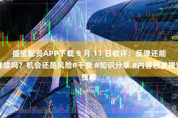 盛宝配资APP下载 9 月 11 日收评:反弹还能继续吗?机会还是风险#干货 #知识分享 #内容启发搜索