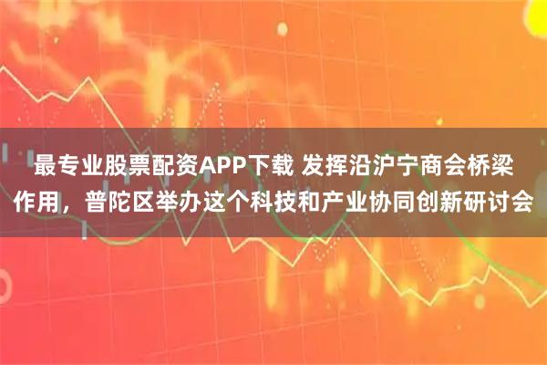 最专业股票配资APP下载 发挥沿沪宁商会桥梁作用，普陀区举办这个科技和产业协同创新研讨会