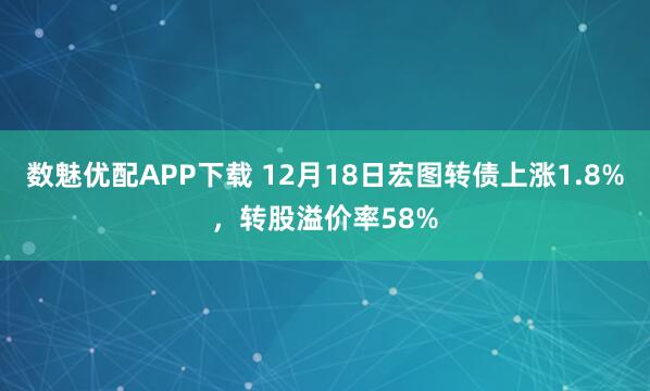 数魅优配APP下载 12月18日宏图转债上涨1.8%,转股溢价率58%